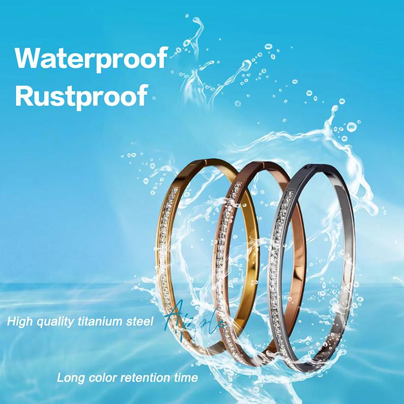 Fashion Diamond-Encrusted Straight Buckle Bracelet - Sparkling Crystal Bangle For Women Party Daily Jewelry