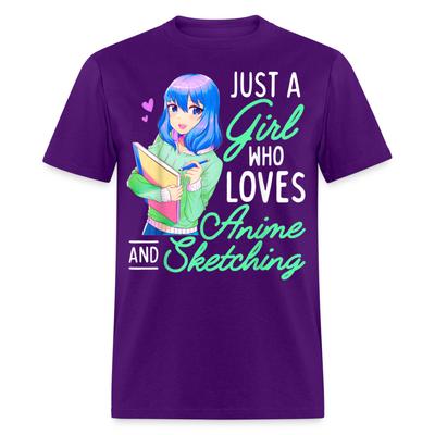 Niedliches Anime-Shirt Nur ein Mädchen, das Anime und Skizzieren liebt T-Shirt S-6XL