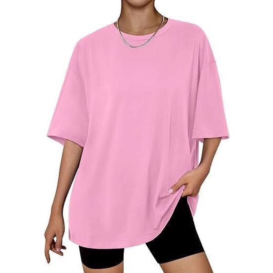 Women's loose casual large size solid color new t-shirt round neck short sleeve women's top
