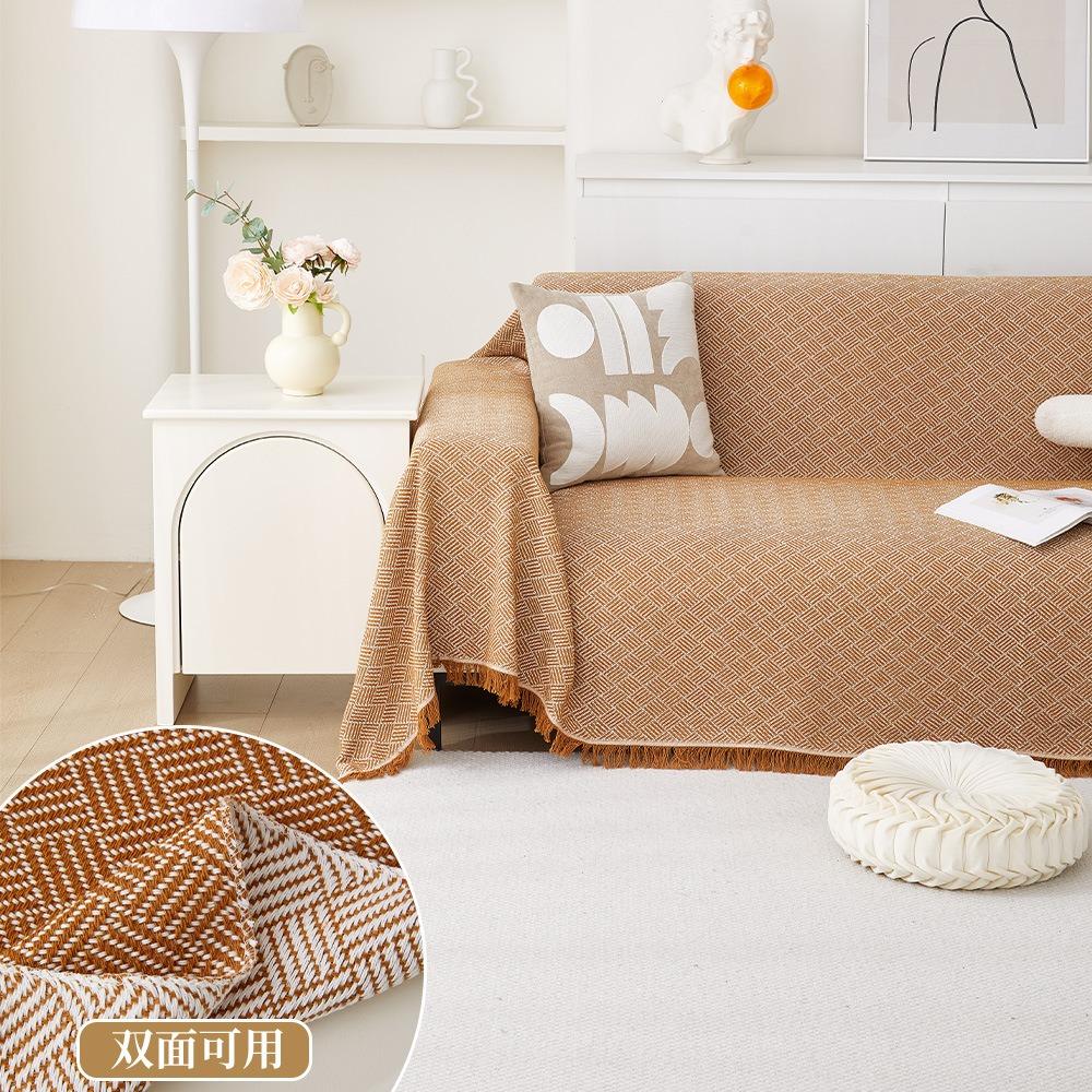 Cream Style Sofa Cover Full Coverage Universal All Season Couch Blanket for Picnic Camping