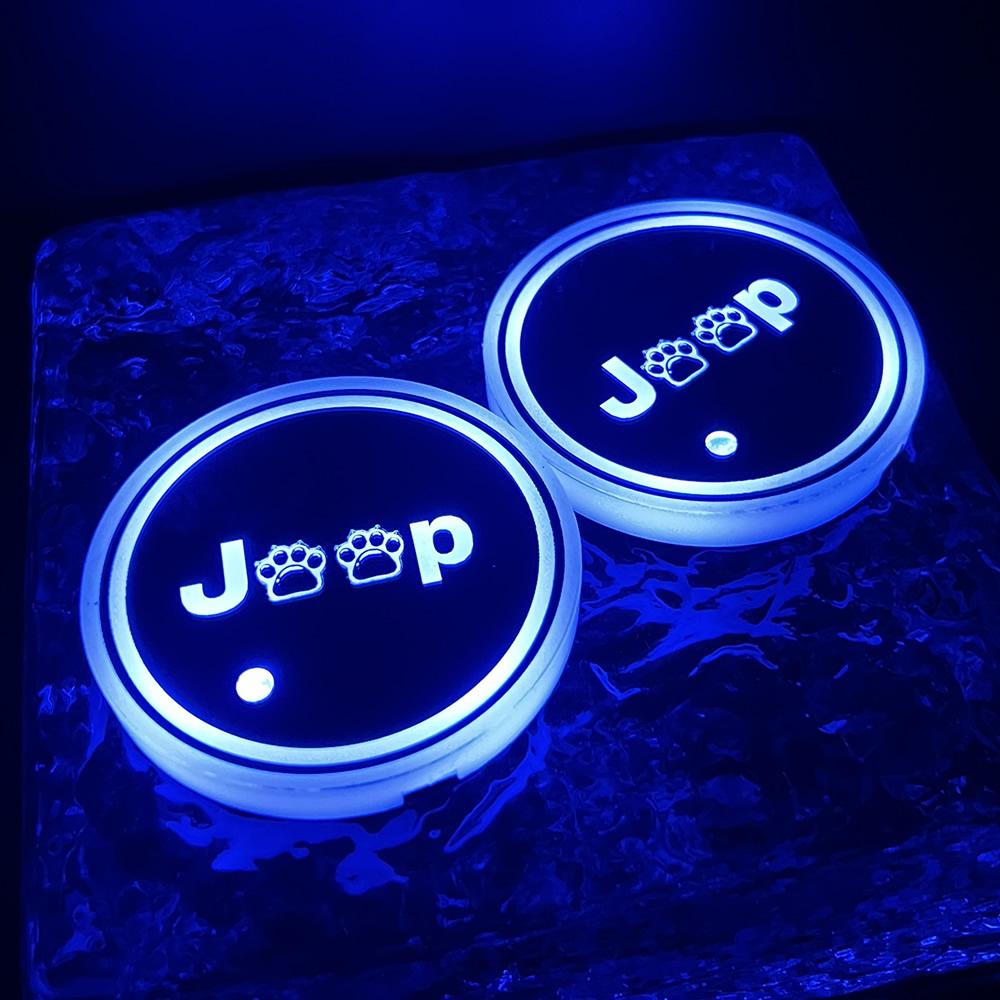 

2PCS LED Cup Holder Lights for Car, Rechargeable 7 Color-Changing Light Up Cup Holder Insert Coasters, Car Accessories