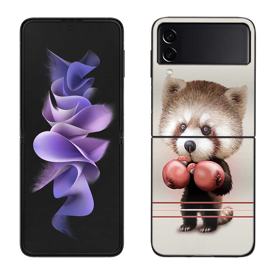 Cute Judo Swordsman Panda Case for Samsung Galaxy Z Flip 3 Flip 5 4 5G Black Hard Cell Phone Cover Samsung Z Flip 5 5G Luxury PC