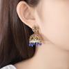 WWJ Royal Wedding Golden Color Handicrafts Earrings Tassel CZ Zircon Bead Accessories