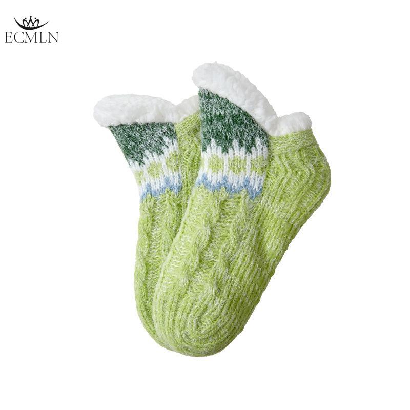 Women Slipper Socks Knitted Warm and Fluffy Fleece Lined Non Slip Socks Winter Socks Home Sleeping Socks for Bed Socks