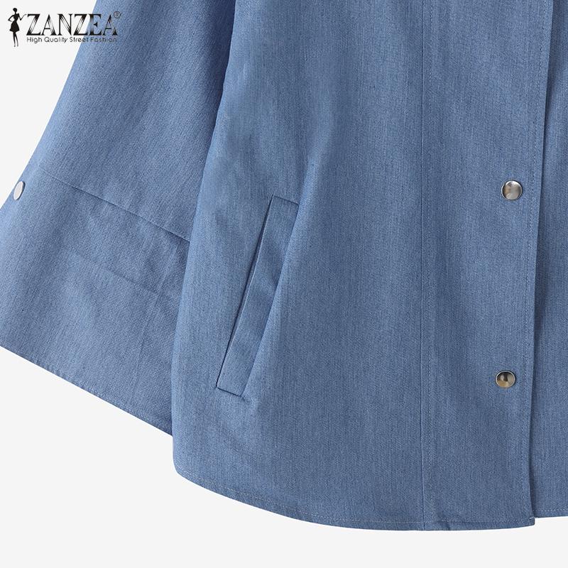 ZANZEA Bluză de damă casual cu gât rotund, mâneci 3/4 largi, uni