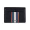 Classic Letter Logo Striped Color Block Leather Card Holder Wallet Mini Men Wallet Black Blue 6300159