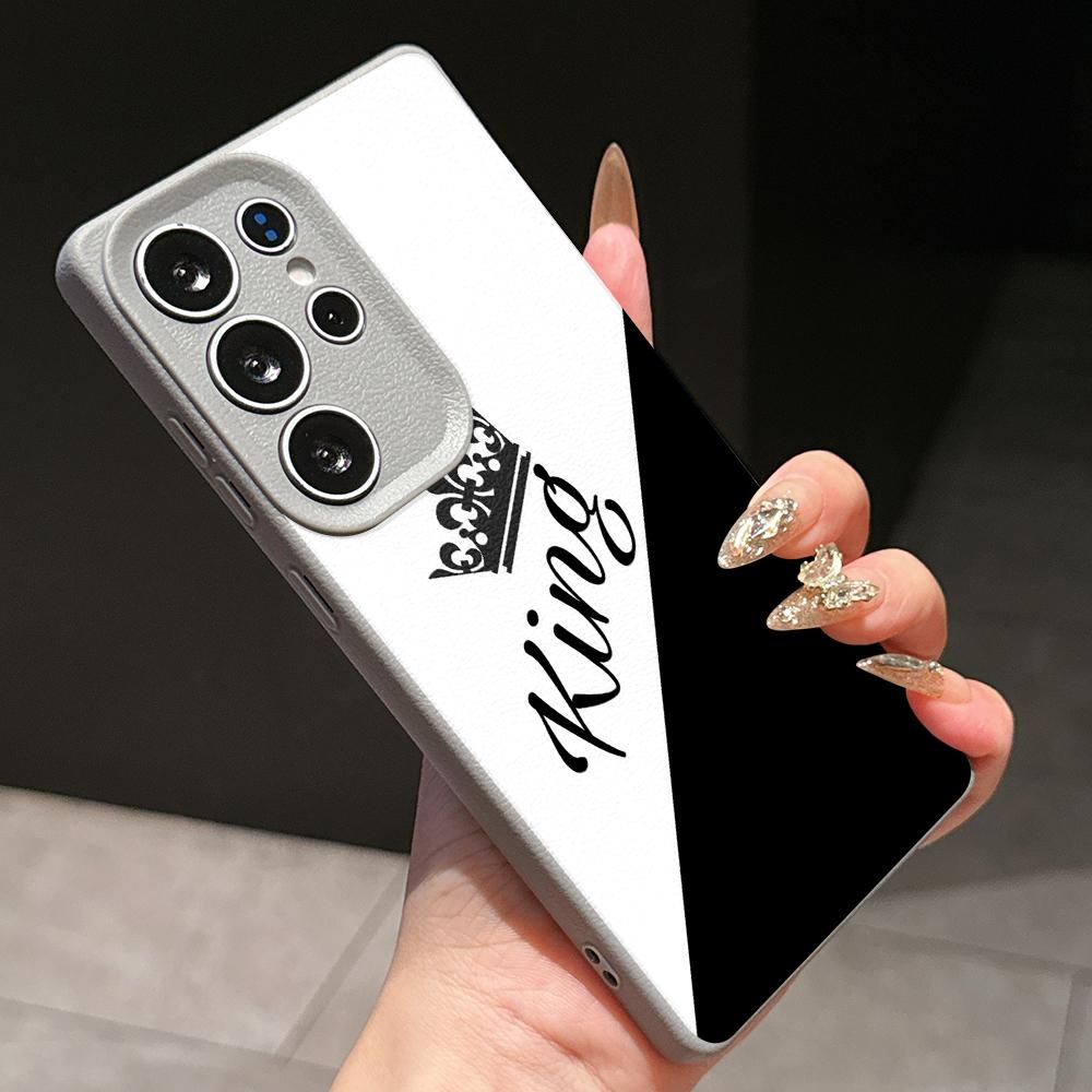 Samsung A07 A06 A16 A26 Xiaomi Redmi 13C 14C for iPhone 17 16 Pro Max Infinix Realme Phone Cases Soft brown Leather pattern TPU Case NY53 Couple King