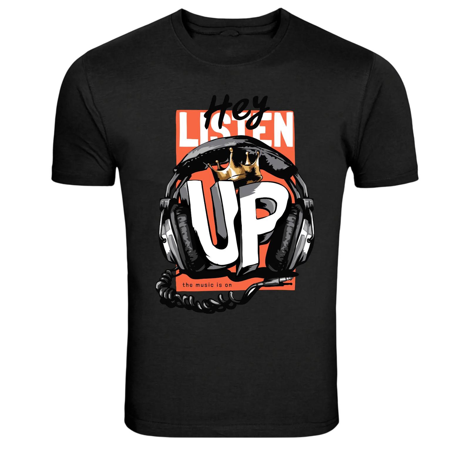 Hey Listen Up Headphones Music Streetwear Graphic T-Shirt S