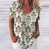 Summer T Shirt For Women 3d Fashion Geometric Print V Neck Short Sleeve Basic Tops Streetwear Casual Oversized Female Clothing