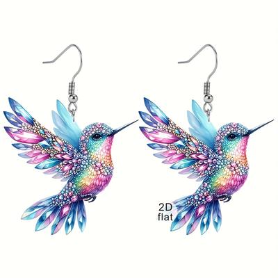 Charmante Kolibri-Ohrringe – Acryl-Anhänger, geeignet für den Alltag und Partys. Elegantes, süßes Design, federloses, kreatives Geschenk für das Frühlingsfest.