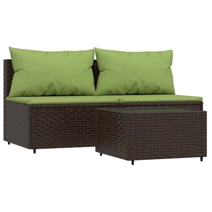 VidaXL Garden Lounge Set 3 Pcs with Brown Cushions Wicker 319835