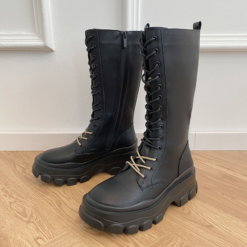 Fashion Round Toe Platform Biker Ladies Mid Calf Shoes On Offer Comfortable and Elegant Hot Gothic Y2k 2025 New Women's Half High Boots