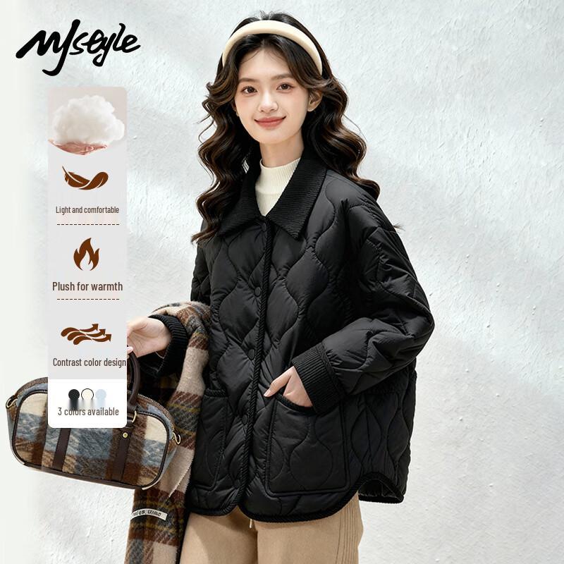 MJ STYLE Women's Lightweight Padded Lapel Jacket