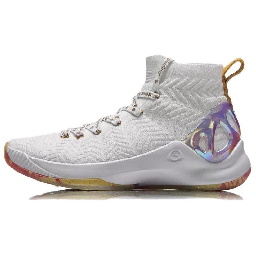 Li Ning CF Tracing The Heart Of Supo Non Slip Lightweight High Top Vintage Basketball Shoes Men's White ABAN035-6