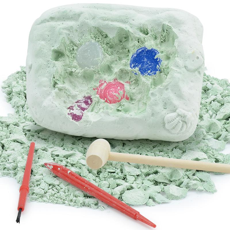 Archaeological Gems Ore Digging Treasure Blind Box, Mermaid Diy Hand Digging Tools Children'S Toy Set