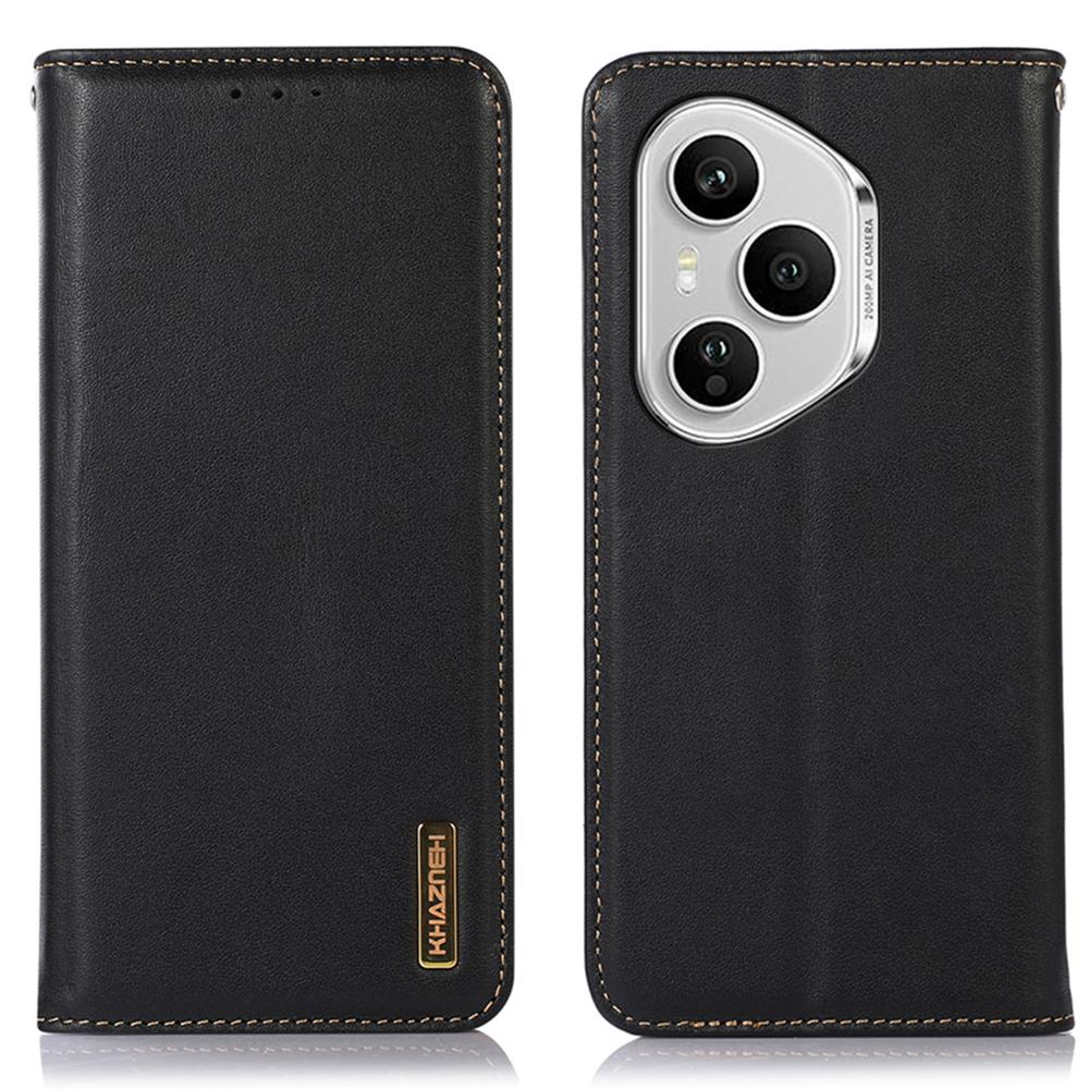 KHAZNEH For Honor 400 Pro 5G (Global) Case Wallet Genuine Cow Leather Phone Cover Nappa Texture