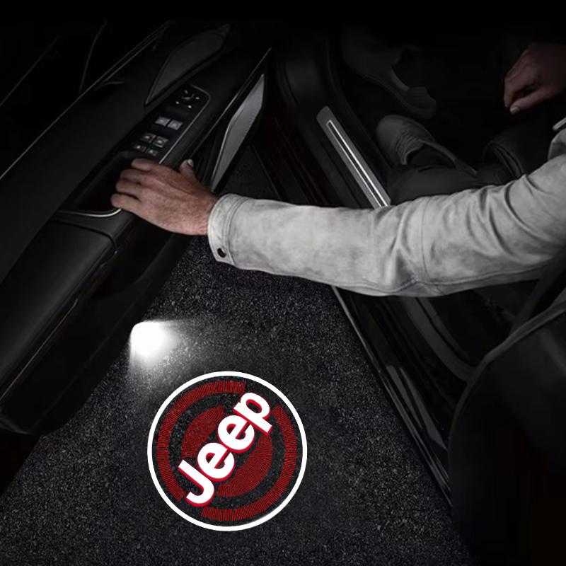 Car Projection Lamp Vehicle Doors Welcome Lights Decoration For Jeep Grand Cherokee Wrangler JK Gladiator Compass Renegade Patri