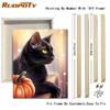 Ruopoty Oil Painting By Number Cat Animals Handpainted DIY Frame Acrylic Drawing On Canvas Halloween Pumpkin Gift Home Decoration