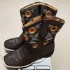 Plus Size Women's Mid Calf Boots 2026 Autumn European and American Style V Embroidery Sunflower Design Fashion Boots for Woman