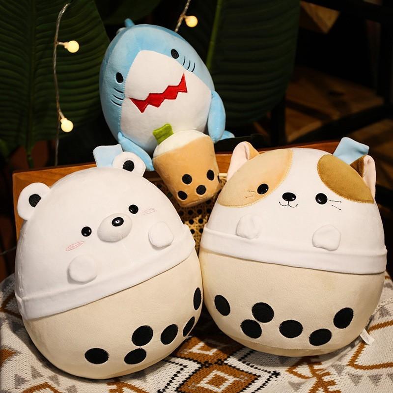 Collectible Plush Toy Milk Tea Cat With Short Plush Filling For Children Gift