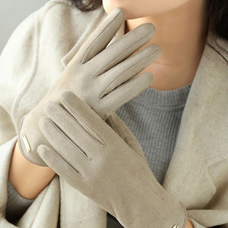 Women Warm Fingerless Flip Mittens Autumn and Winter Touch Screen Driving Gloves