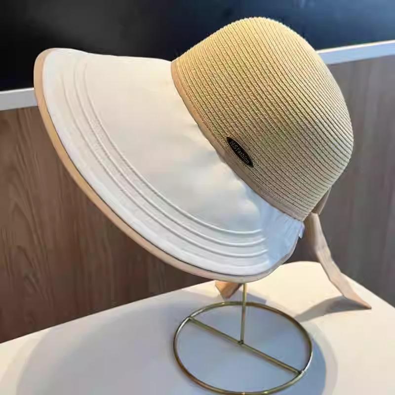 

Универсальная шляпа в стиле минимализма с бантом, женская шляпа от солнца, кепки рыбака бежевый