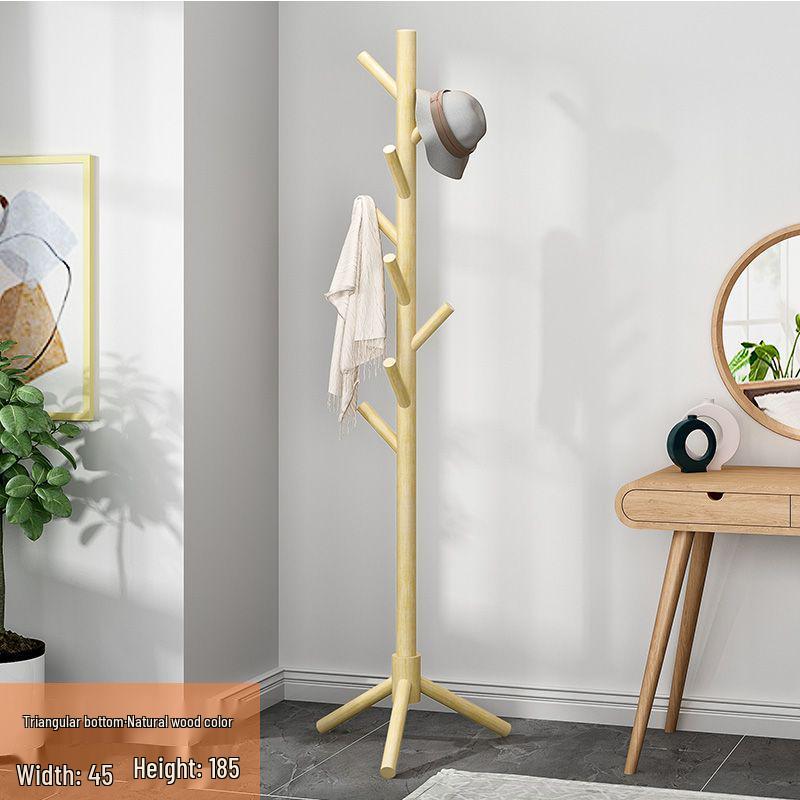 Samostatný dřevěný stojan na kabáty - Minimalistické úložné řešení do ložnice pro oblečení a tašky