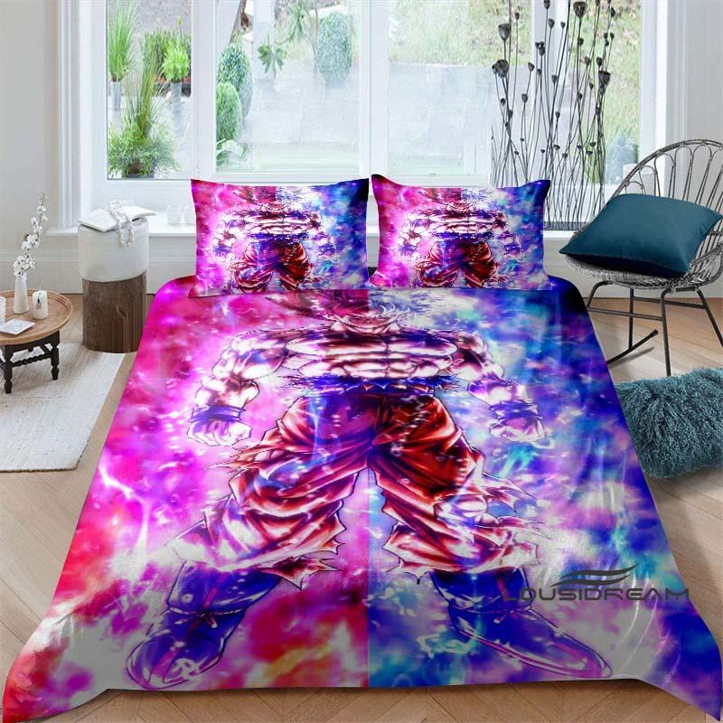 Cartoon/Anime Son Goku Dragon Ball Themed Printed Bedding Set: This Soft and Comfortable Set Includes a Duvet Cover and Pillowca