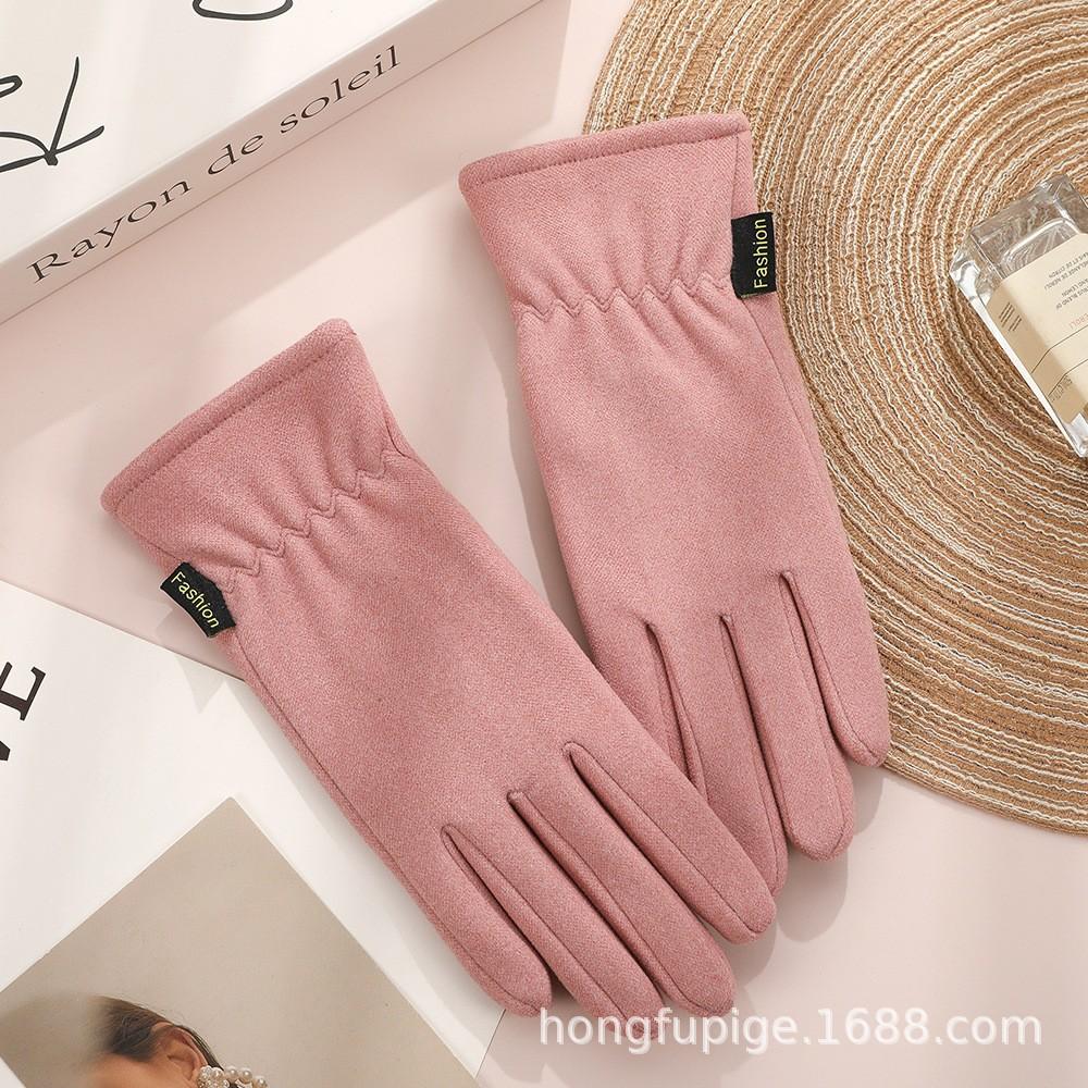 Warm gloves Three-line rabbit velvet men's and women's fashion cold-proof velvet outdoor cycling autumn and winter gloves