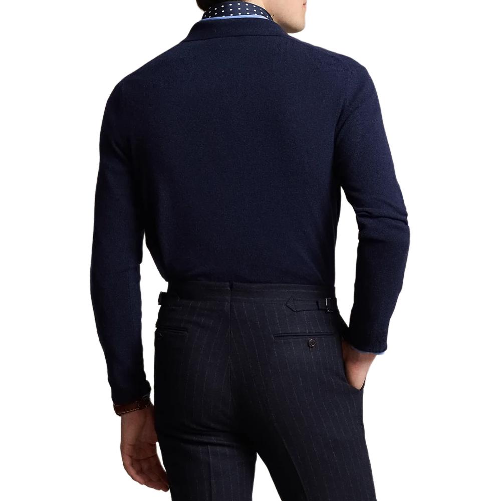 Polo Ralph Lauren FW24 V-Neck Fashion Wool Knit Sweater Men Sweater Dark-Blue MNPOSWE16822063