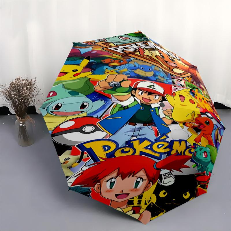 1ks Pokemon Pikachu Automatický skládací deštník, Automatický skládací deštník s 8 žebry, Pohodlný pro venkovní použití 067