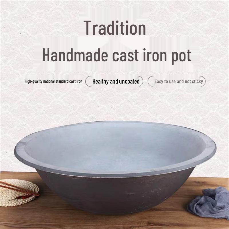 GOWKE Large Heavy-Duty Cast Iron Wok
