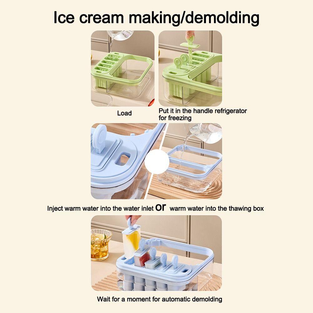 2-in-1 Press Ice Tray Box One-Touch Release Ice Maker Space Saving Ice Cream Mold  Home Kitchen Use