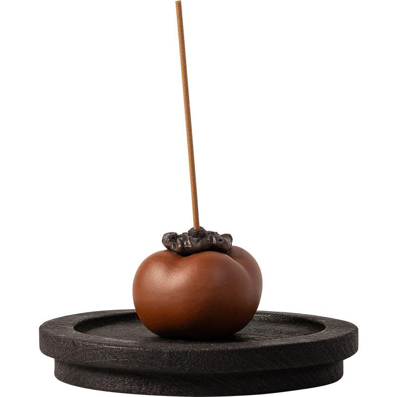 Zisha Persimmon Incense Holder: Ruyi Home Zen Decor for Tea Table