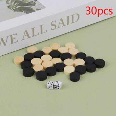 28Pcs/Set Solid Wooden Draughts Checkers Backgammon Chess Pieces For Kid Board Game With 2 Dices Pieces Board Game Components
