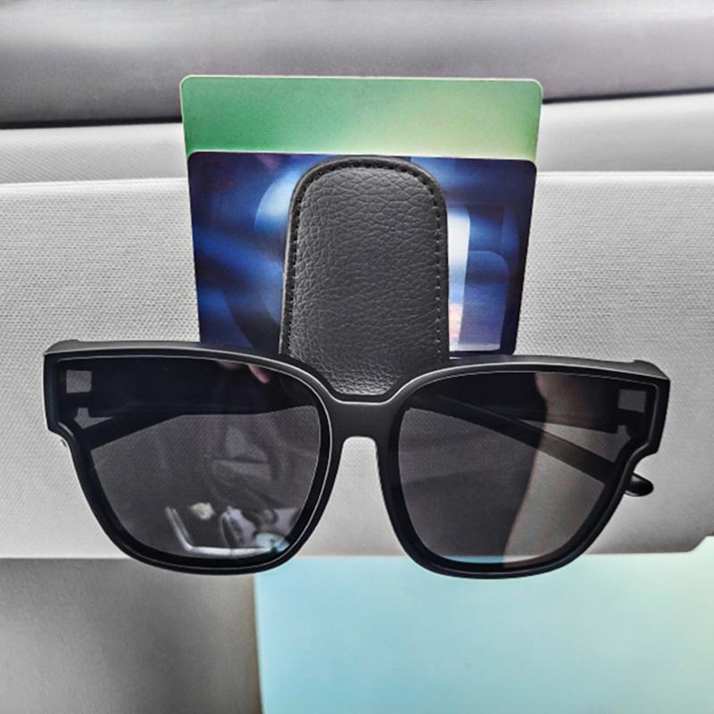 Aufbewahrungsclip für Sonnenblende im Auto als Sommer-/Herbstgeschenk, universeller Sonnenbrillenclip fürs Auto, Brillenclip fürs Auto, Brillenhalter aus PU-Leder