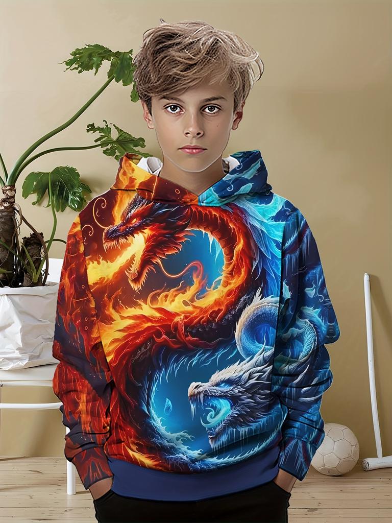 Dětské oblečení Chlapci Mikiny s dlouhým rukávem 3D potisk plamenem Děti Jaro Podzim Oblečení Ležérní Stylový Kluk Dívčí Oblečení Pulovr Topy