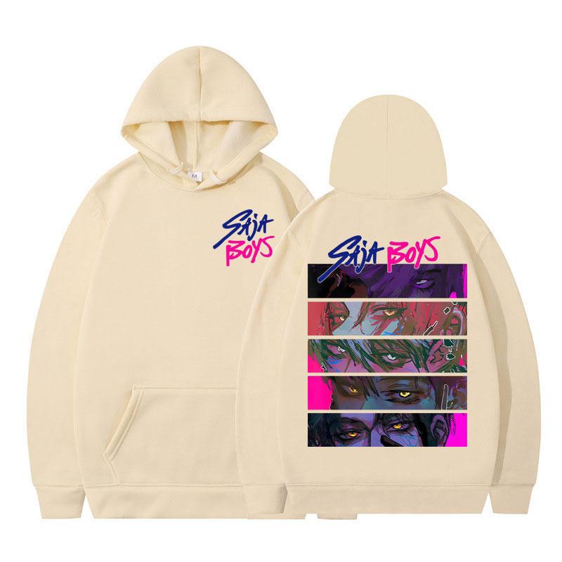 Kpop Demon Hunter Band Saja Boys Graphic Hoodie Men's Women Long-sleeved Harajuku Thick Casual Pullover Oversized Sweatshirt Top