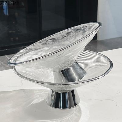 Leichter Luxus Glas Obstteller Wohnzimmer Nuss Dessert Süßigkeiten Snackteller Zuhause Küche Geschirr Kreativer Hoher Fuß Obstteller