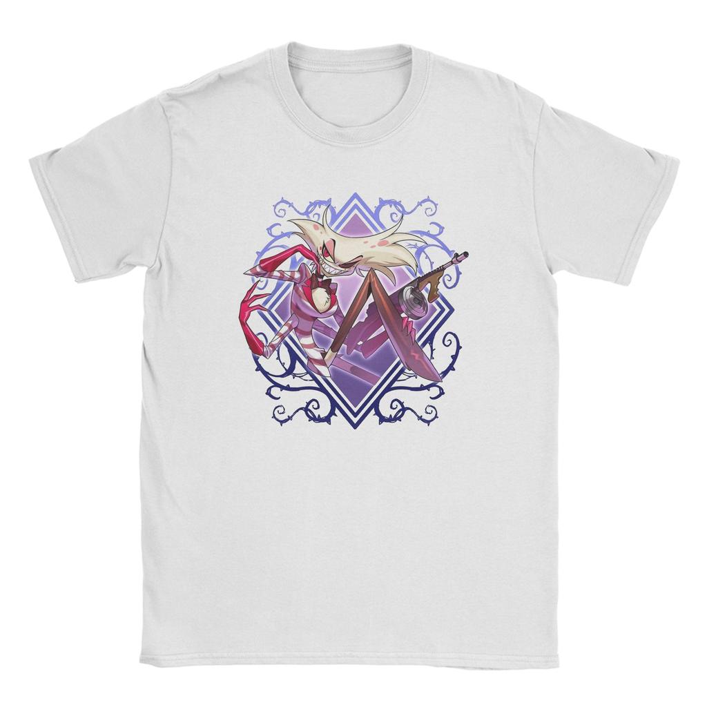 Hazbins Hotels Angel Dusts Herren T-Shirt Vintage T-Shirt Kurzarm Rundhals T-Shirts Baumwolle Geschenkidee Kleidung