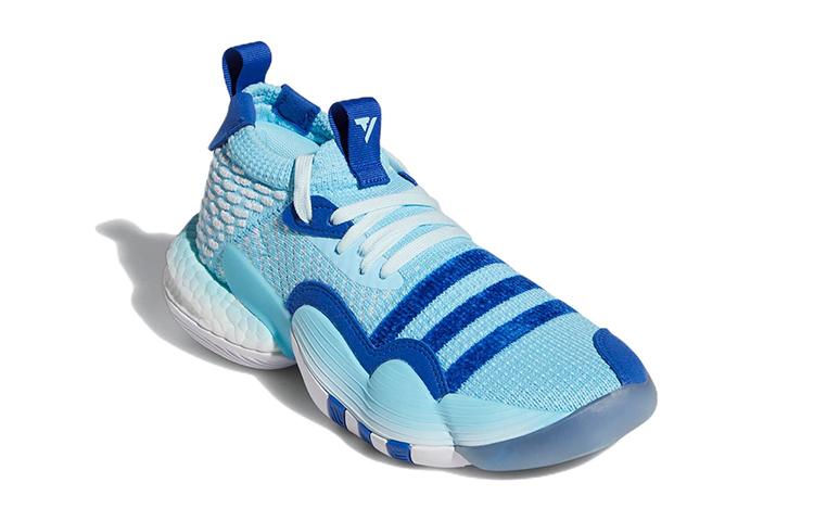 adidas Trae Young 2.0 Fabric Mid Top Children's Basketball Shoes Blue H06488