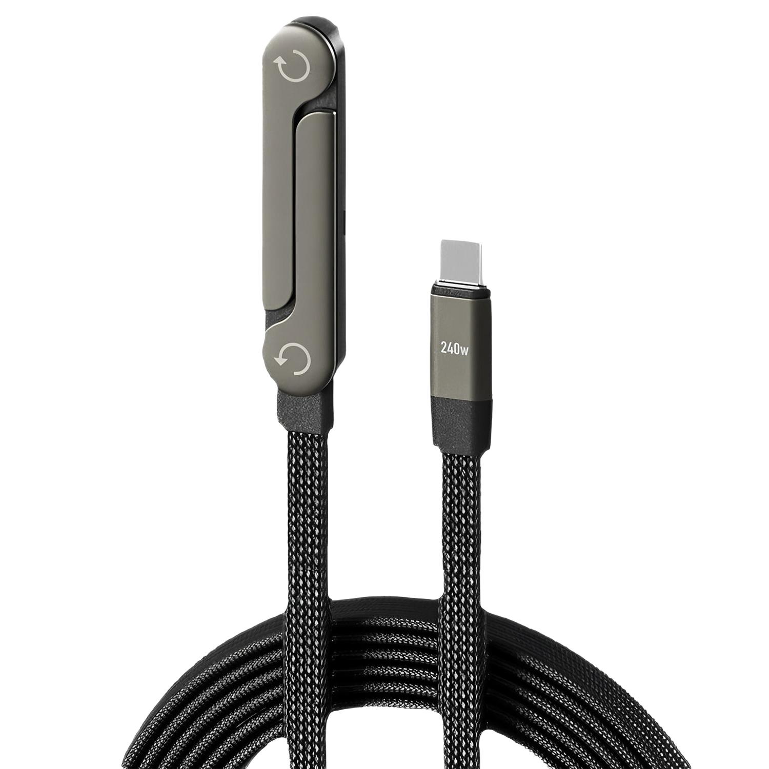 

240W Fast Charging Foldable Phone Holder Data Cable Fast Charging Cable Phone Foldable Holder 2-in-1 чёрный