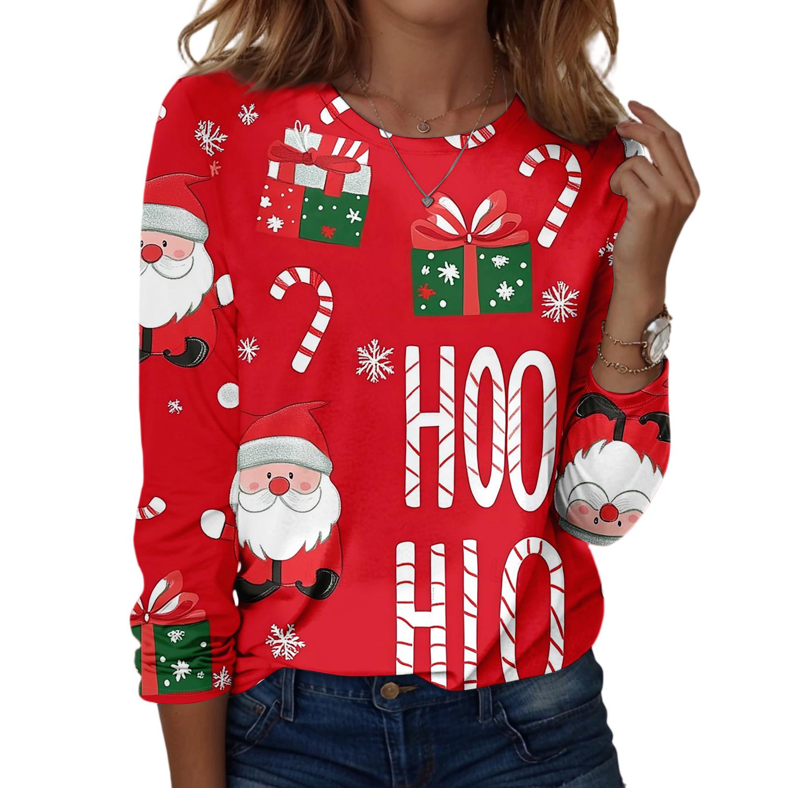 

Женская модная повседневная блузка с длинным рукавом и круглым вырезом, пуловер с принтом L