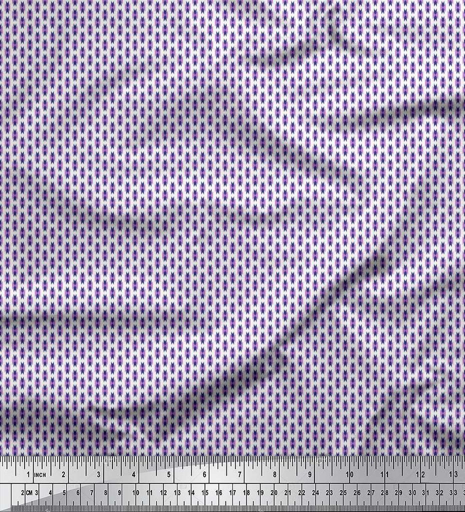 Soimoi Japan Crepe Satin Fabric Geometric Small Print Fabric by the metre 42 Inch
