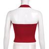 Retro Monogrammed Choker Vest Polyester Hanging Neck High Street Crop Tops Knit Tank Top Open Back Sexy Backless Red Top Women