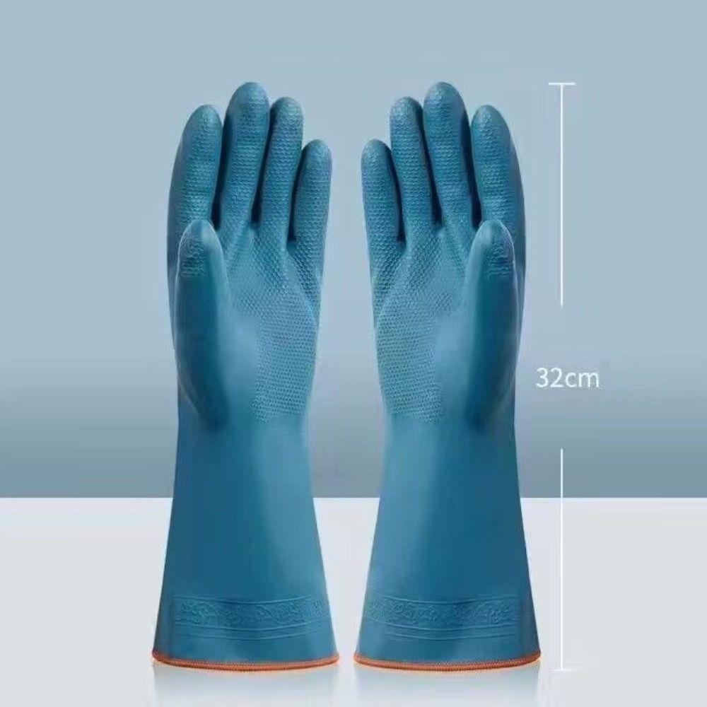 Waterproof Fleece-lined Cleaning Gloves with Fleece Thicked Dishwashing Gloves Soft Wear-resistant Warm Household Gloves