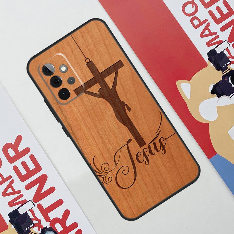 Buddha Jesus Guadalupe Wood Phone Case For Samsung Galaxy A53 A33 A23 A13 A52 A32 A22 A12 A51 A71 A14 A24 A34 A54 A21S