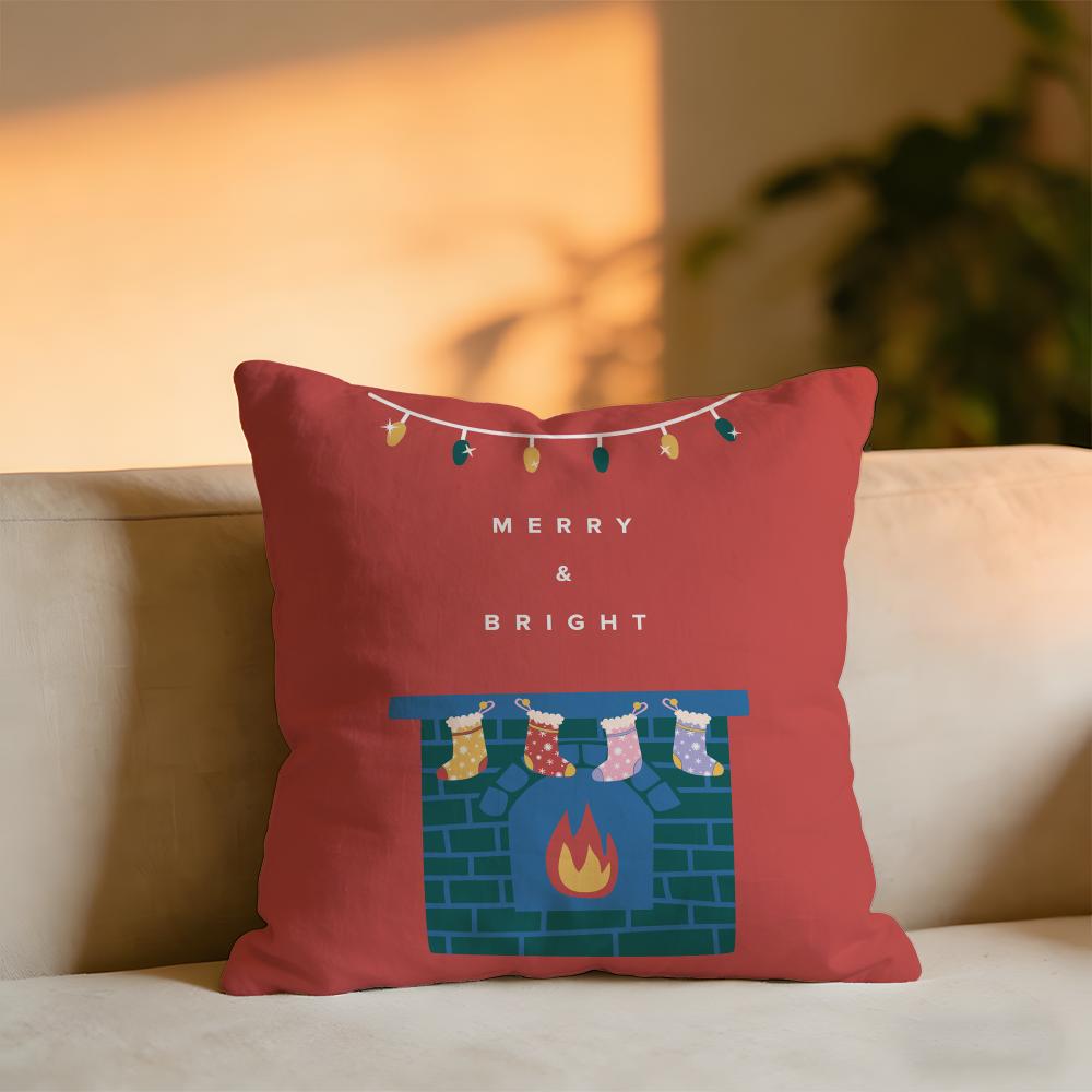 Simple Christmas Cushion Cover Cozy Velvet Throw PillowSoft Warm Cushion For Sofa  Bed 30X30cm