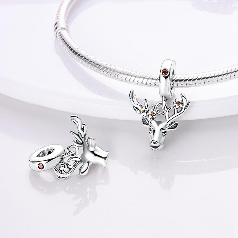 Charm 925 Silver Charms Pendant Santa Claus Christmas Tee Beads Fit Original Bracelet Necklace Charms Jewelry Gift