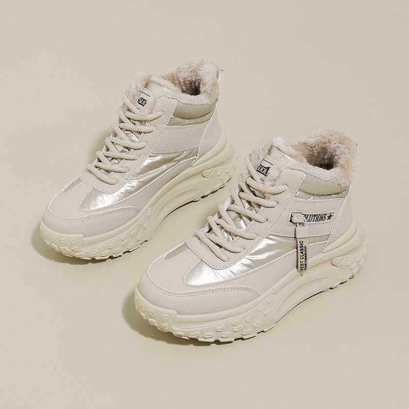 Fleece high-top snow boots women's winter new student ins thermal casual shoes cotton shoes K